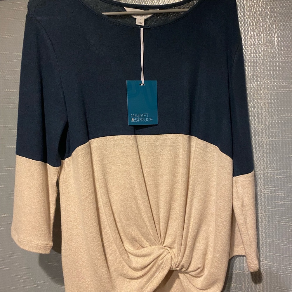 Samantha Front Twist Brushed Knit Top